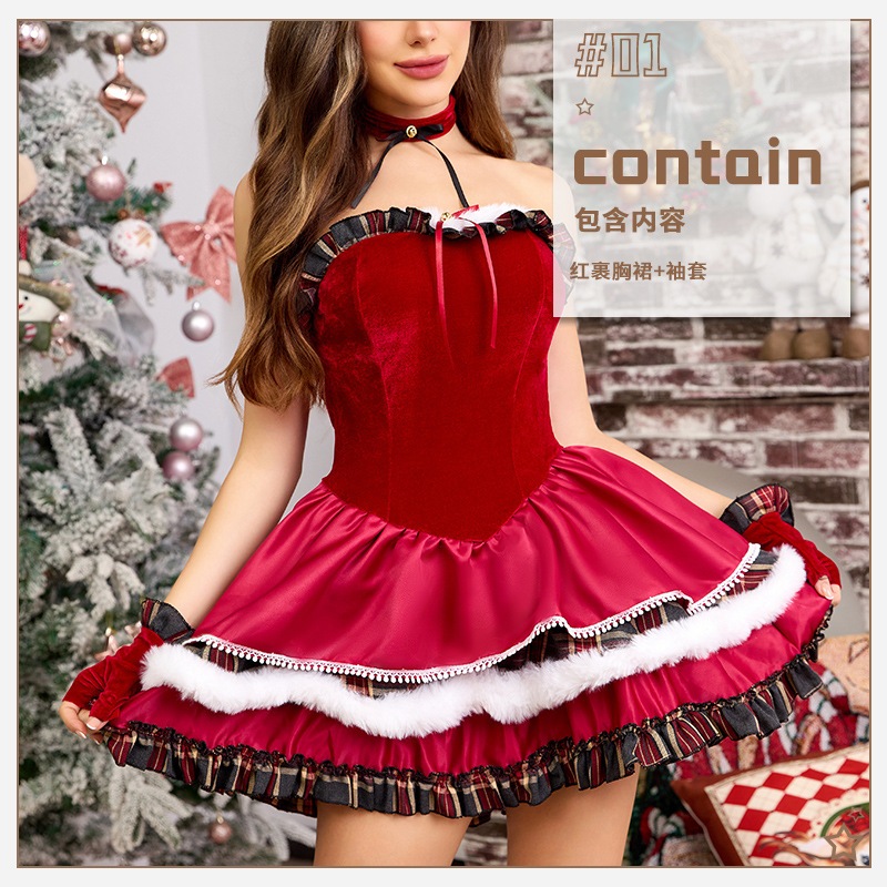 2025クリスマスロリータ欧米国境を越えたセクシーな胸元ラップ新年ローブケープ雪だるまドレス 2025クリスマスロリータ欧米国境を越えたセクシーな胸元ラップ新年ローブケープ雪だるまドレス