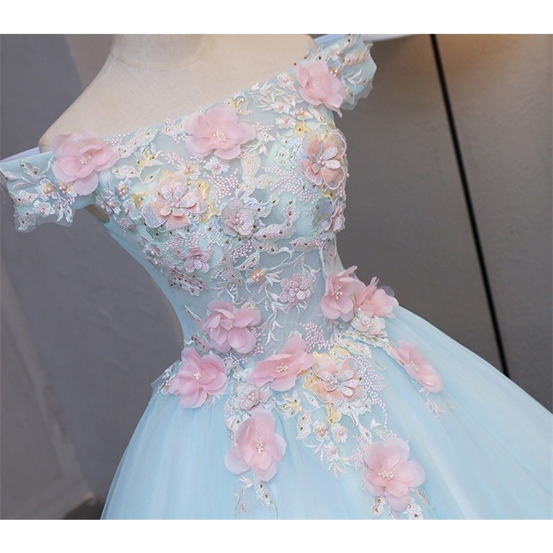 パーティードレス ウェディングドレス 奏会用ロングドレス 人気カラードレス 二次会 花嫁 結婚式 舞台 ブルー