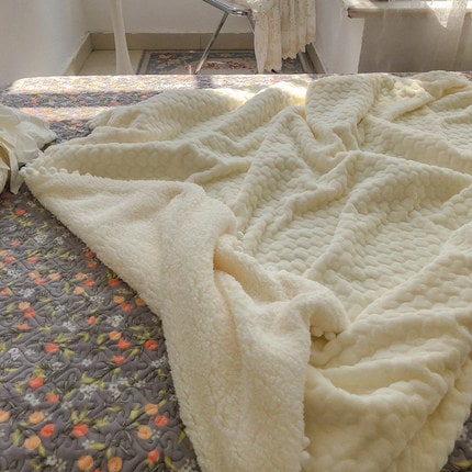 韓国新作暖かい柔らかい快適毛布厚みのあるプラスフリース秋冬フリースブランケットカバーブランケット