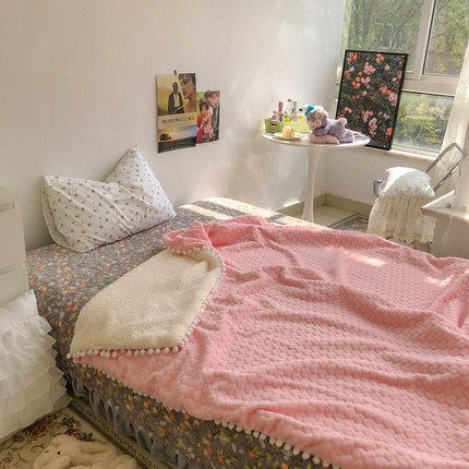 韓国新作暖かい柔らかい快適毛布厚みのあるプラスフリース秋冬フリースブランケットカバーブランケット