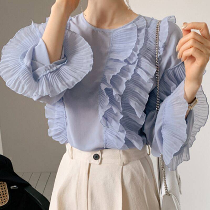 2color レディース トップス フリル 長袖 シフォン ホワイト ブルー エレガント 春 秋 ニュアンスカラー 大人可愛い きれいめ 上品 クラシック レトロ ガーリー カジュアル 大人女子 モー 2color レディース トップス フリル 長袖 シフォン ホワイト ブルー エレガント 春 秋 ニュアンスカラー 大人可愛い きれいめ 上品 クラシック レトロ ガーリー カジュアル 大人女子 モー