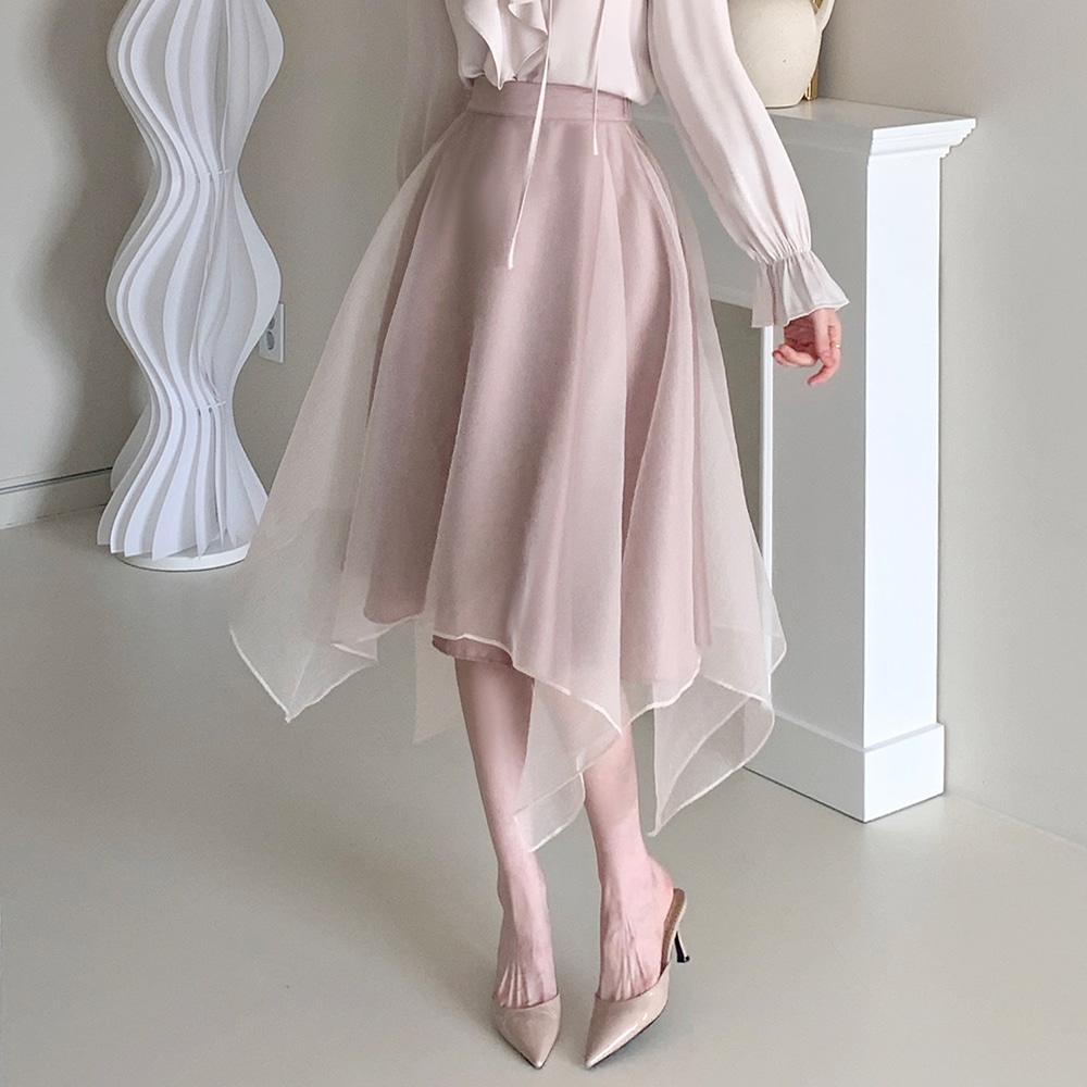 アシンメトリー オーガンザスカート