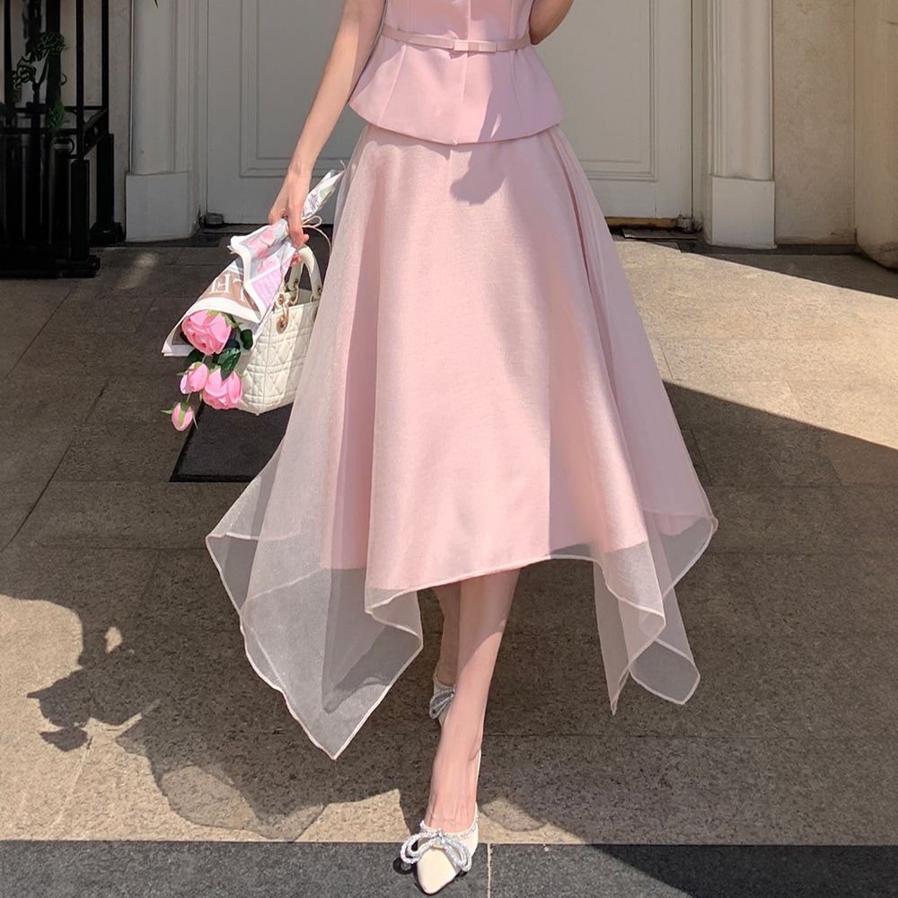 アシンメトリー オーガンザスカート