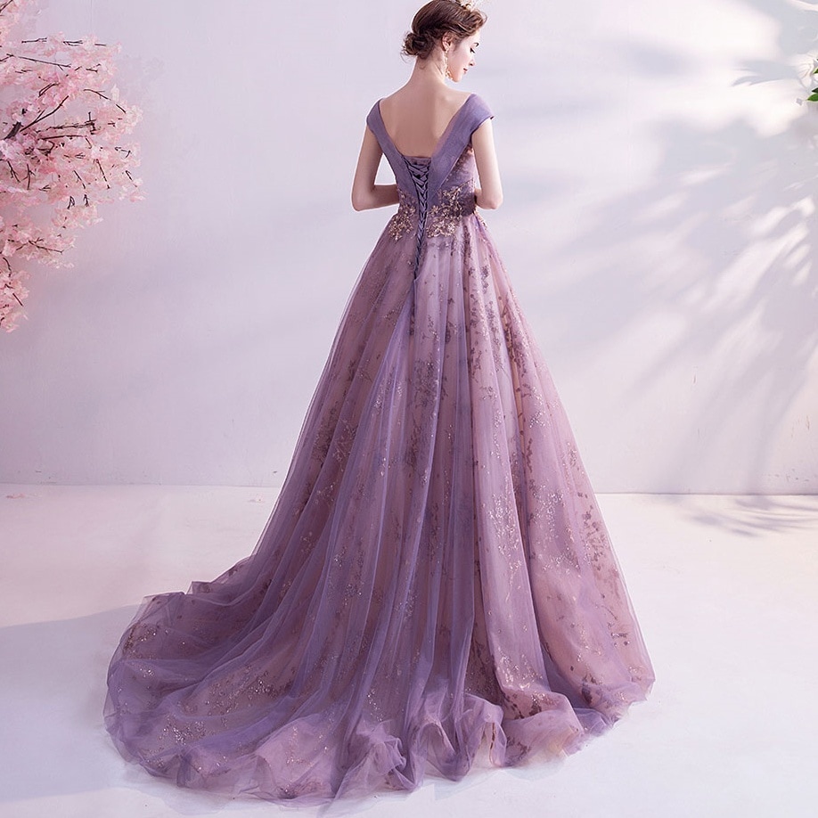 ドレス 衣装 ウエディングドレス 披露宴ドレス カラードレス ロングドレス 半袖 刺繡 ビジュー シースルー バックシャン フレア 切り替えデザイン ステージドレス 発表会 フレア かわいい