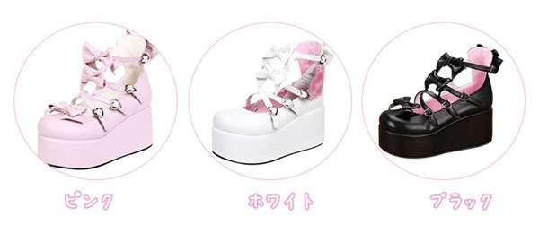受注生産 大きいサイズ ロリータ靴 厚底 メイド靴 全3色 パンプス かわいい お嬢様 女の子 リボン付き 合皮 PU コスチューム 演奏会 文化祭 イベント 舞台 22.0～25.0/25.5/26