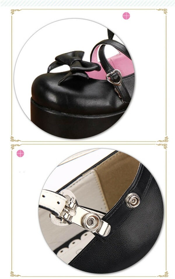 受注生産 大きいサイズ ロリータ靴 厚底 メイド靴 全3色 パンプス かわいい お嬢様 女の子 リボン付き 合皮 PU コスチューム 演奏会 文化祭 イベント 舞台 22.0～25.0/25.5/26