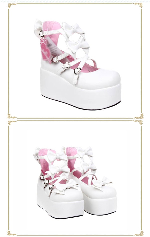 受注生産 大きいサイズ ロリータ靴 厚底 メイド靴 全3色 パンプス かわいい お嬢様 女の子 リボン付き 合皮 PU コスチューム 演奏会 文化祭 イベント 舞台 22.0～25.0/25.5/26