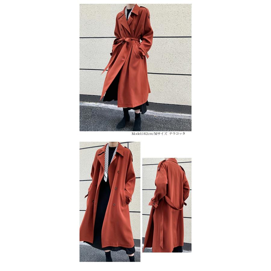 トレンチコートレディース春秋冬スプリングコートロングコート羽織りトレンチアウターコートロングロング丈裏地付きデザインきれいめおしゃれ