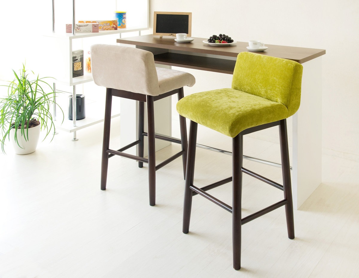 カウンターチェア 座面高70.5cm ベロア調 クッション 木製 カウンターチェア 座面高70.5cm ベロア調 クッション 木製