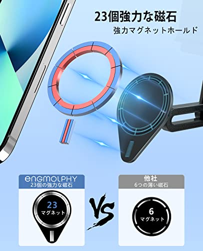 enGMOLPHY 【Teslaモデル3/X/Y/S専用】强磁力マグネット式車載スマホホルダー センターコンソールスクリーン用 [ネック伸縮調整可能] 360度回転 MagSafe対応テスラモデル 3