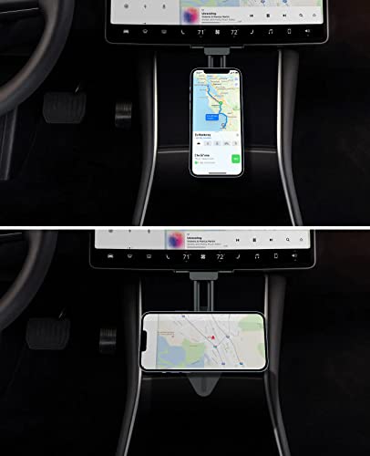 enGMOLPHY 【Teslaモデル3/X/Y/S専用】强磁力マグネット式車載スマホホルダー センターコンソールスクリーン用 [ネック伸縮調整可能] 360度回転 MagSafe対応テスラモデル 3
