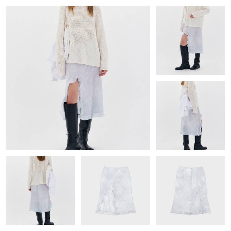 スカート LOW CLASSIC CHIFFON RUFFLE SKIRT LOW CLASSIC】 CHIFFON RUFFLE SKIRT : LIGHT GREY