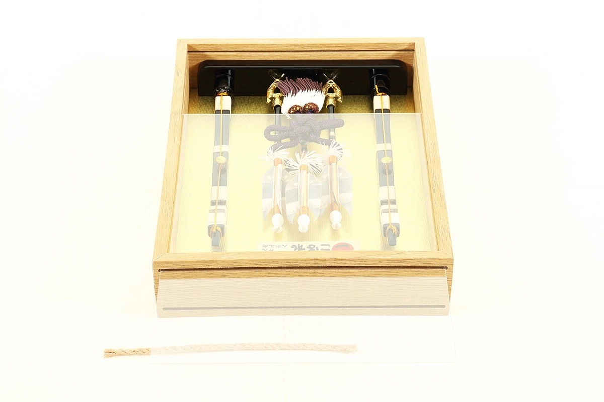 正月 初節句 魔除け ケース 天然羽根 弓 コンパクト 額 アートフレーム 木目 薄型 2025年 新作 秀光 特選 目玉 買得 人気 ランキング P7102