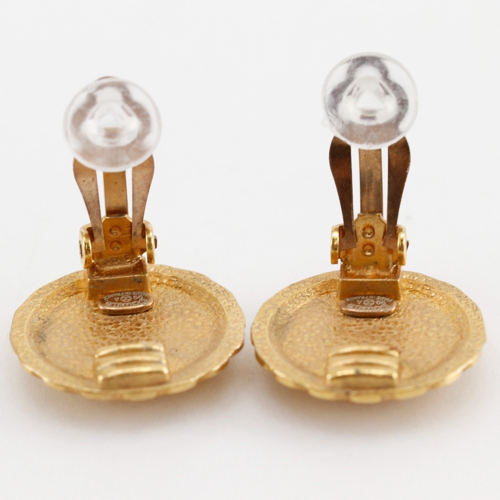 フラワーモチーフ イヤリング 金メッキ 99A 約7.5g レディース 中古品 フラワーモチーフ イヤリング 金メッキ 99A 約7.5g レディース 中古品