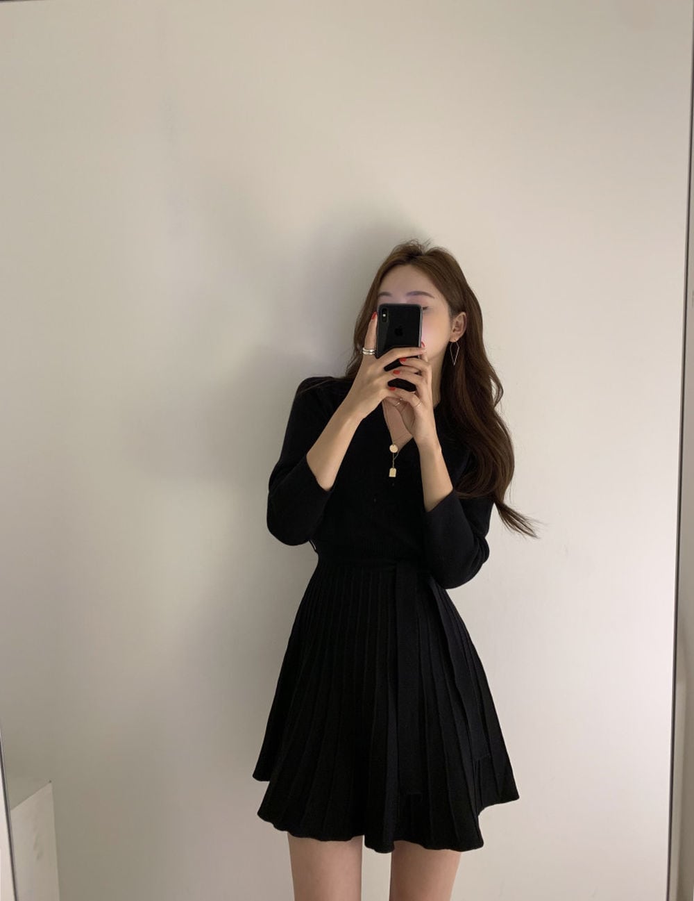 ワンピース ミニ ショート 膝上 長袖 フレア 切り替え ウエストマーク ウエストリボン かわいい 大人可愛い きれいめ 上品 おしゃれ こなれ感 ラフ ガーリー エレガント かっちり ラブリー キュ