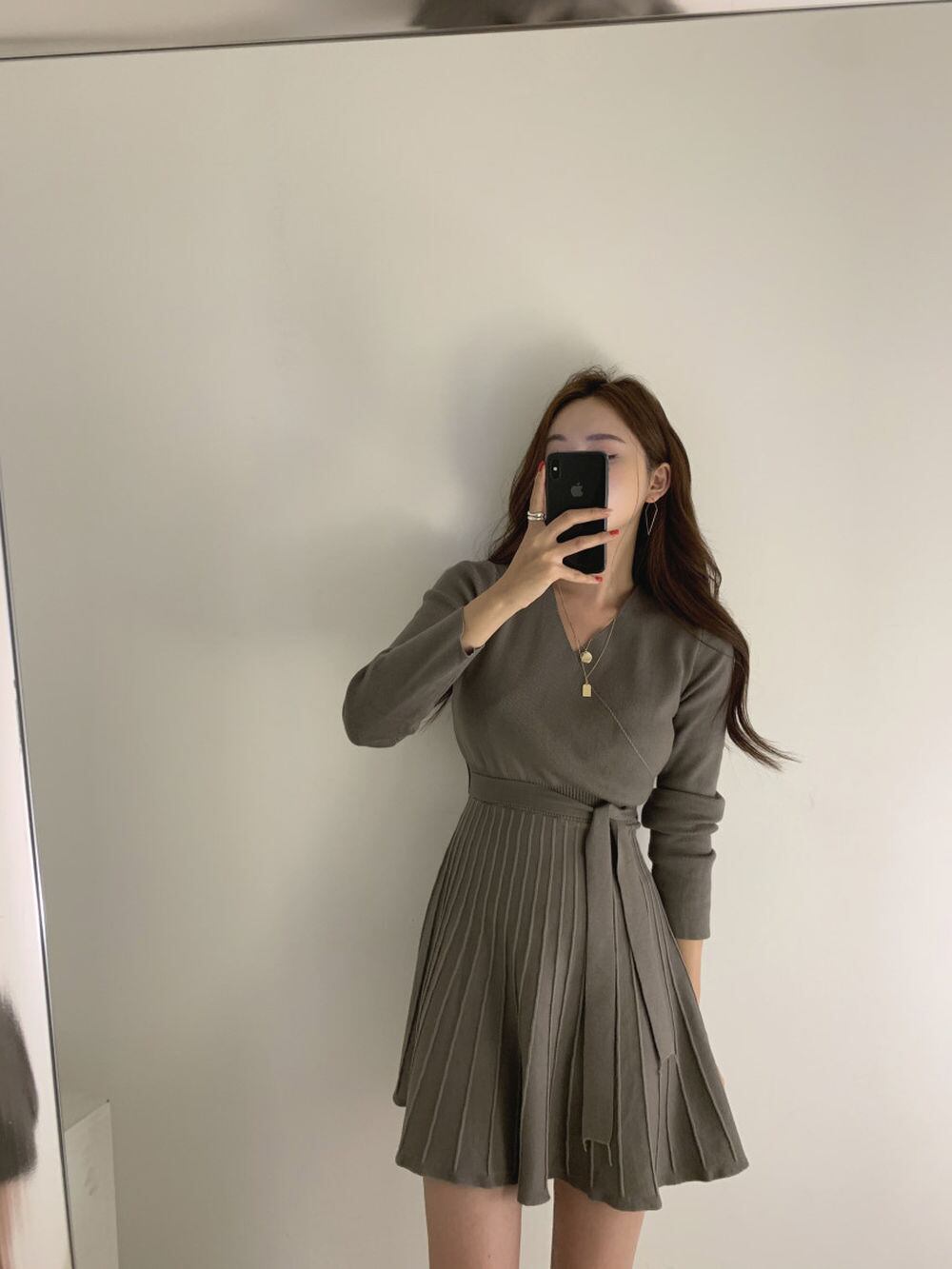 ワンピース ミニ ショート 膝上 長袖 フレア 切り替え ウエストマーク ウエストリボン かわいい 大人可愛い きれいめ 上品 おしゃれ こなれ感 ラフ ガーリー エレガント かっちり ラブリー キュ