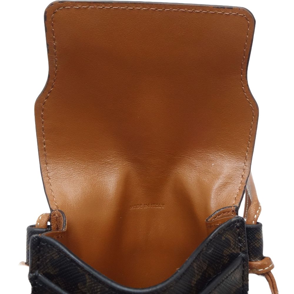 フォンショルダー スマホケース トリオンフ 10G332CQD ポシェット キャンバスxレザー タン/180639【中古】