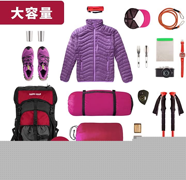 バックパック 55L 防水 大容量 レインカバー ザック 長期旅行 防災 災害(カモフラージュ, Free Size)