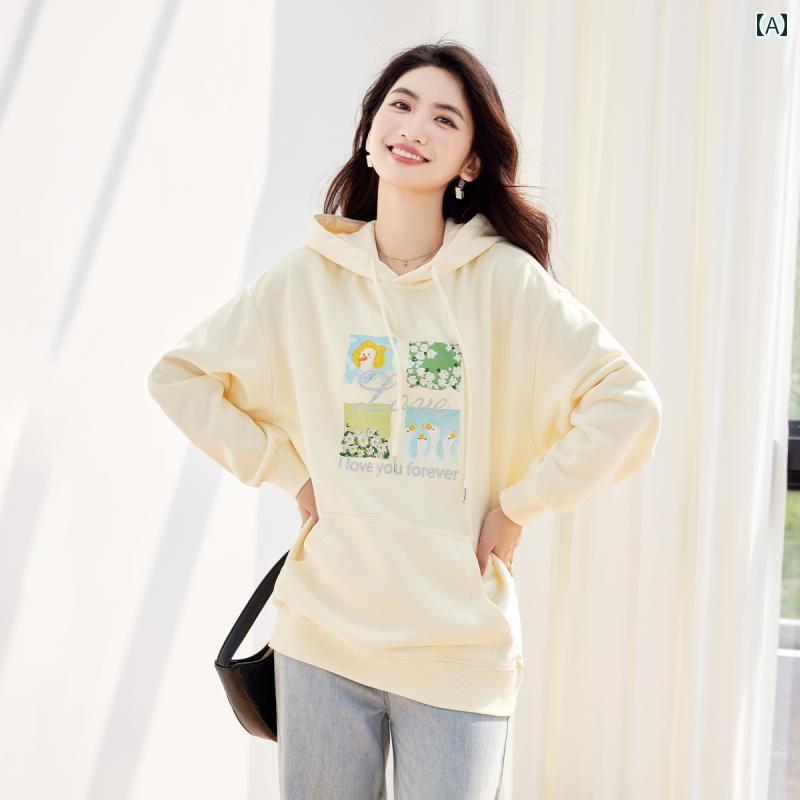 パーカー レディース カジュアル 秋冬 かわいい 四角い パターンが プリント 女の子 カジュアル トップス フード付き スウェットシャツ