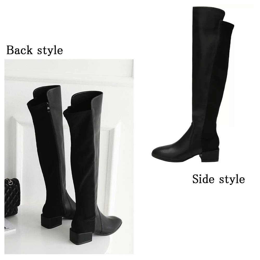 ロングブーツ レディース レザーオーバーニーブーツ ワイド 秋 革 ストレッチ ローヒール 防寒 レザー 厚底 ぺたんこ 疲れない 本革 編み上げ ムートンブーツ 防水 冬 スエード ジョッキーブーツ