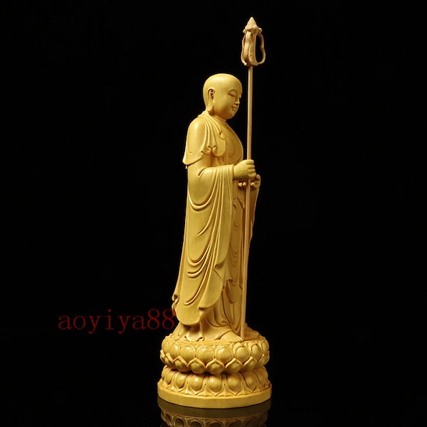 極上彫 木彫仏像 地蔵王菩薩立像 彫刻 仏教工芸 柘植材 仏師で仕上げ 極上彫 木彫仏像 地蔵菩薩 地蔵菩薩立像 彫刻 仏教工芸 柘植材