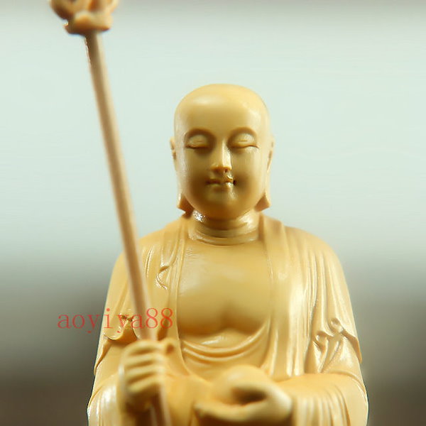 Qoo10] 仏像「地蔵王菩薩」 立ち像 木彫り 柘植