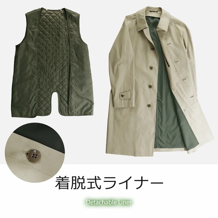 ステンカラーコート 中綿ライナー付き ツイルコート メンズコート コットン100% メンズ ビジネス スプリングコート 中綿 ライナー付き 綿100％ 大きいサイズ コットン きれいめ 通勤 仕事 ア