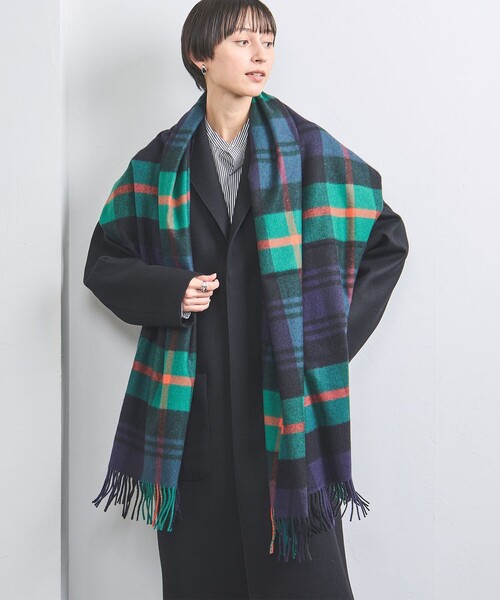 [最安値挑戦]ストール 「Johnstons of Elgin」カシミヤ チェック ストール レディース