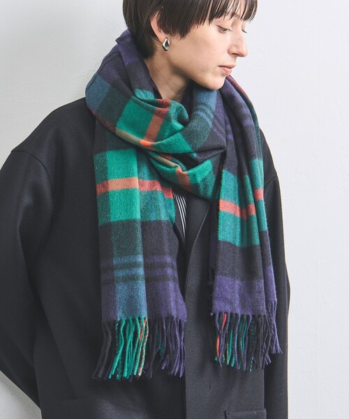 [最安値挑戦]ストール 「Johnstons of Elgin」カシミヤ チェック ストール レディース