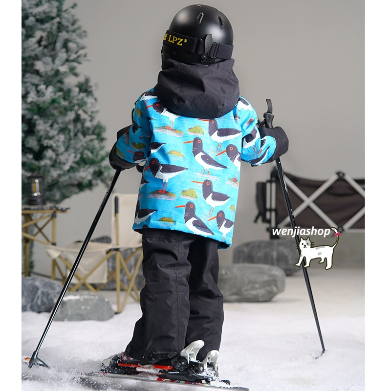 スノーボードウェア 2025 上下セット キッズ 子供 ベビー服 ジャケット アウター ブルー オーバーオール つなぎパンツ ズボン スノボウェア スキーウェア 防寒着韓国風 女の子 男の子 こども