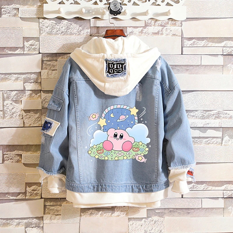 カービィ 和風 かわいい ピンク オーバーサイズ デニム