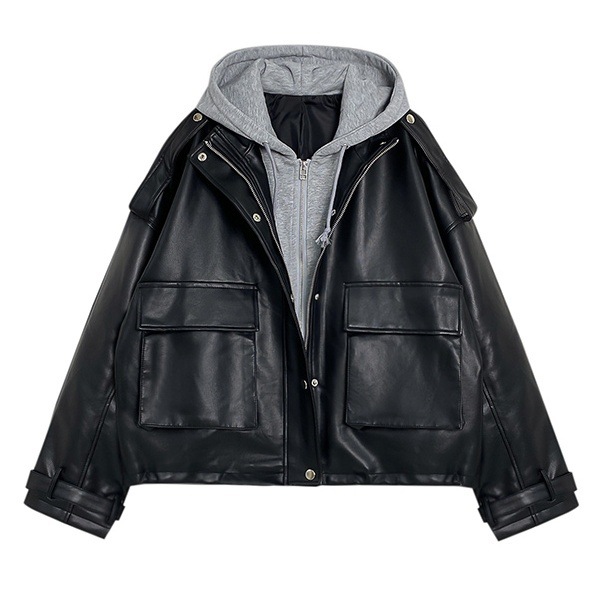 アウター ジャケット レザージャケット ショート丈 長袖 襟付き フード付き 前開き ボタン ファスナー 異素材ミックス 重ね着風 かわいい 大人可愛い きれいめ シンプル 上品 おしゃれ かっこいい アウター ジャケット レザージャケット ショート丈 長袖 襟付き フード付き 前開き ボタン ファスナー 異素材ミックス 重ね着風 かわいい 大人可愛い きれいめ シンプル 上品 おしゃれ かっこいい