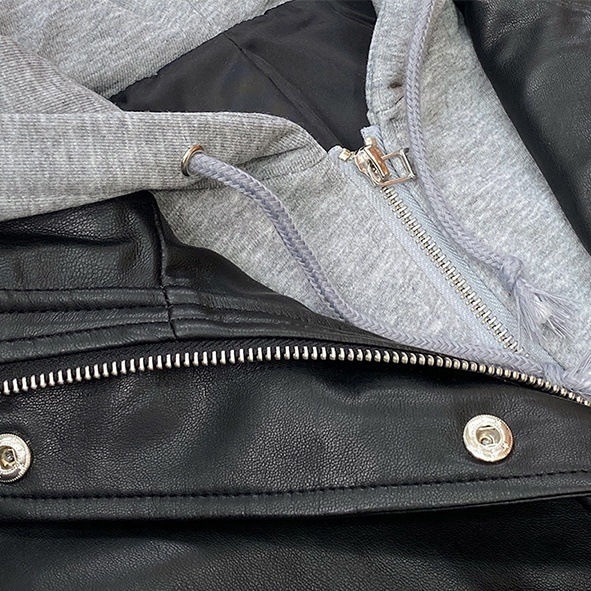 アウター ジャケット レザージャケット ショート丈 長袖 襟付き フード付き 前開き ボタン ファスナー 異素材ミックス 重ね着風 かわいい 大人可愛い きれいめ シンプル 上品 おしゃれ かっこいい アウター ジャケット レザージャケット ショート丈 長袖 襟付き フード付き 前開き ボタン ファスナー 異素材ミックス 重ね着風 かわいい 大人可愛い きれいめ シンプル 上品 おしゃれ かっこいい