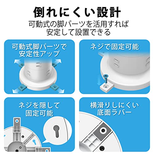 サイズ：USB-C2 USB-A3[USB PD対応] エレコム 電源タップ タワー型 延長コー