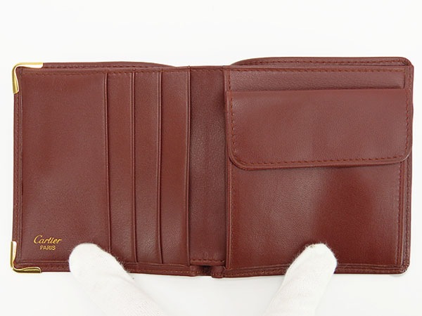 超美品カルティエマストドゥカルティエ二つ折り財布コンパクト財布ボルドーカーフレザーL3184192 超美品カルティエマストドゥカルティエ二つ折り財布コンパクト財布ボルドーカーフレザーL3184192