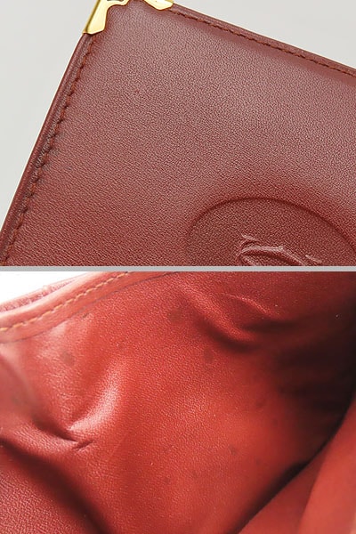 超美品カルティエマストドゥカルティエ二つ折り財布コンパクト財布ボルドーカーフレザーL3184192 超美品カルティエマストドゥカルティエ二つ折り財布コンパクト財布ボルドーカーフレザーL3184192