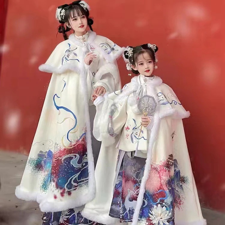 民族衣装 コスプレ かわいい 女の子 韓服 辰年 新年 ご挨拶 冬 厚手 唐 スーツ チャイナ風 少女 馬顔 スカート 正月 中国風 キッズ