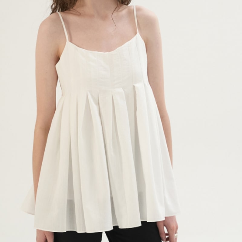 サムウェアバタープリーツスリークブラウス-アイボリー