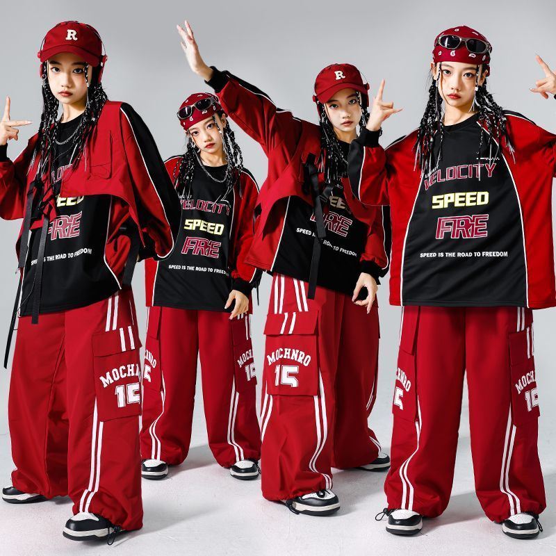 子供の街のダンスの公演服hiphopのドラムのファッション服の男の子のヒップホップのスーツの女の子は街のショーの服装のファッションを揚げます