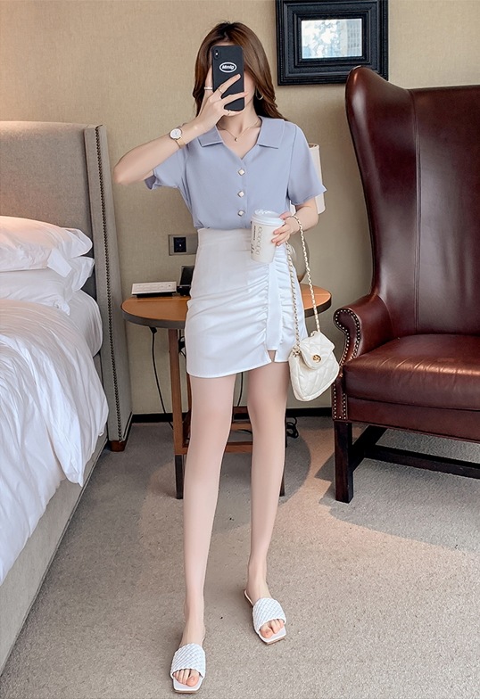 トップス シャツ ブラウス 袖あり 半袖 Vネック 襟付き シフォン 快適 着心地 かわいい 大人可愛い きれいめ シンプル カジュアル 大人 上品 おしゃれ レトロ 大人女子 こなれ感 ラフ