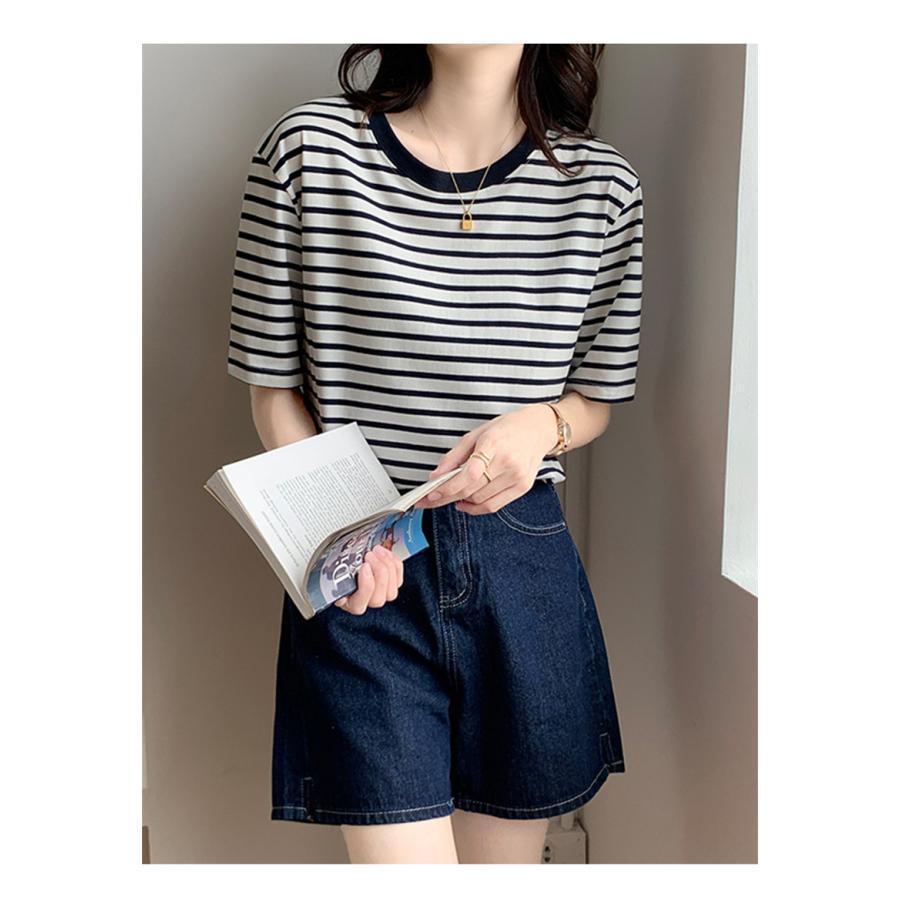 tシャツ レディース 半袖 ス 半袖tシャツ ストライプ柄 クルーネック 大きいサイズ カジュアル ファション 春夏 通勤 きれいめ tシャツ レディース 半袖 ス 半袖tシャツ ストライプ柄 クルーネック 大きいサイズ カジュアル ファション 春夏 通勤 きれいめ