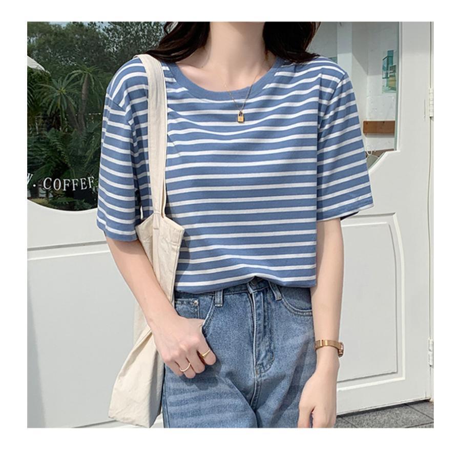 tシャツ レディース 半袖 ス 半袖tシャツ ストライプ柄 クルーネック 大きいサイズ カジュアル ファション 春夏 通勤 きれいめ tシャツ レディース 半袖 ス 半袖tシャツ ストライプ柄 クルーネック 大きいサイズ カジュアル ファション 春夏 通勤 きれいめ