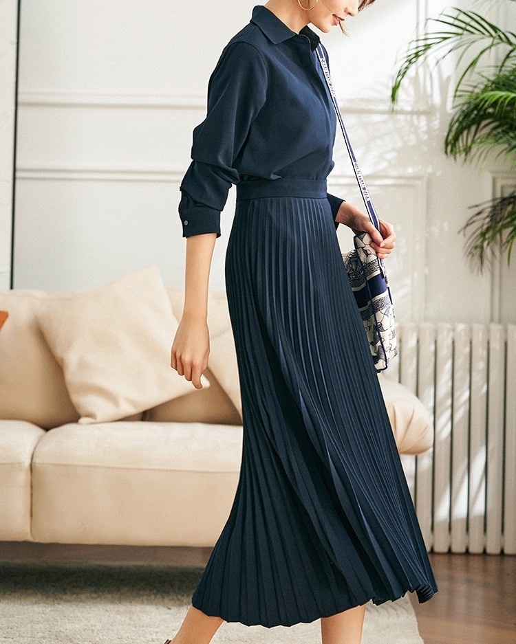ワンピース シャツワンピース プリーツ ロングワンピース 長袖 フォーマルワンピース ロング丈 きれいめ 大人 上品 おしゃれ エレガント フォーマル 春 秋 OL デート お出かけ 休日 ワンピース シャツワンピース プリーツ ロングワンピース 長袖 フォーマルワンピース ロング丈 きれいめ 大人 上品 おしゃれ エレガント フォーマル 春 秋 OL デート お出かけ 休日