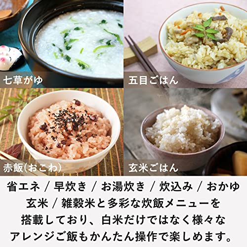 [山善] 炊飯器 一人暮らし 5.5合 マイコン式 二人暮らし 玄米 雑穀米 炊き分け13種 最短20分炊飯 「メニューに合わせた白米炊き分け機能付き」 クリーンモード搭載 予約 保温 ブラック YJ