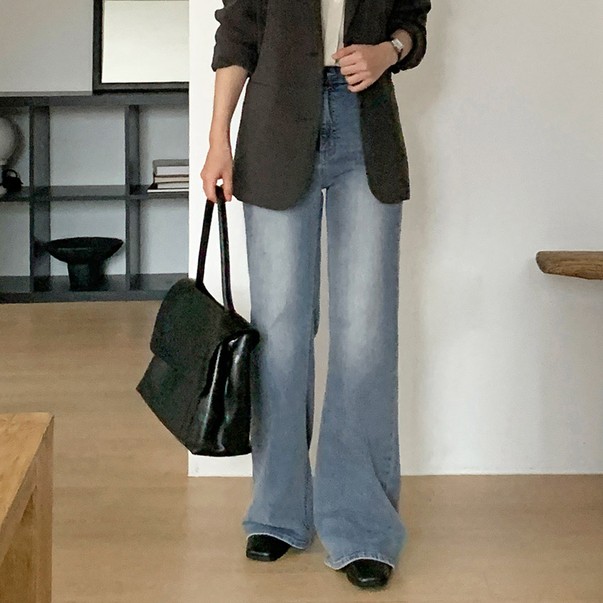 [tje0511] 韓国ファッションブーツカット デニム パンツ