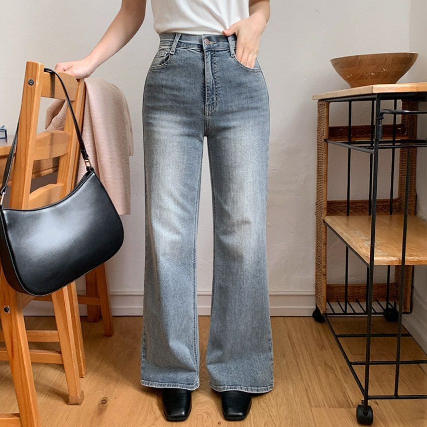 [tje0511] 韓国ファッションブーツカット デニム パンツ