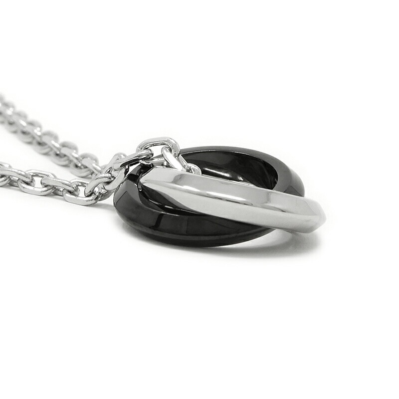 LH-1 エッジ ダブルリング ネックレス シルバー×ブラック サージカルステンレス316L 金属アレルギー対応 03NE0495BK ステンレスネックレ LH-1 エッジ ダブルリング ネックレス シルバー×ブラック サージカルステンレス316L 金属アレルギー対応 03NE0495BK ステンレスネックレ