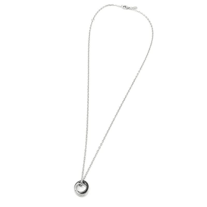 LH-1 エッジ ダブルリング ネックレス シルバー×ブラック サージカルステンレス316L 金属アレルギー対応 03NE0495BK ステンレスネックレ LH-1 エッジ ダブルリング ネックレス シルバー×ブラック サージカルステンレス316L 金属アレルギー対応 03NE0495BK ステンレスネックレ