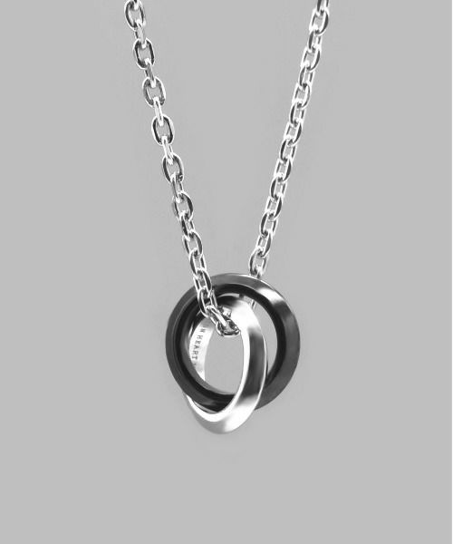 LH-1 エッジ ダブルリング ネックレス シルバー×ブラック サージカルステンレス316L 金属アレルギー対応 03NE0495BK ステンレスネックレ LH-1 エッジ ダブルリング ネックレス シルバー×ブラック サージカルステンレス316L 金属アレルギー対応 03NE0495BK ステンレスネックレ