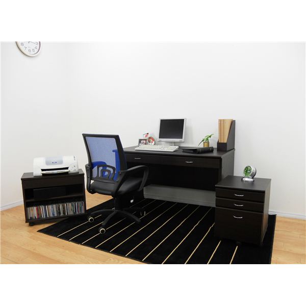 システムパソコンデスク/学習机 (ブラウン) デスク天板幅120cm ラック/チェスト付 (デスク・ラック：組立/チェスト：完成品)